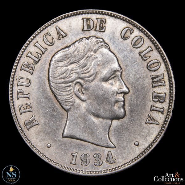 Colombia 50 centavos 1934 km#274 Plata 0,900