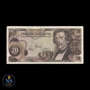 Austria 20 shilling P#142 1967 vf-