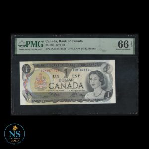 Canada 1 dolar P#85c 1973 UNC PMG#66 CERTIFICADO