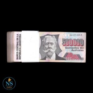 Argentina 500.000 Australes 1991 P#338 vf+ serie A y B FAJO 100 UNIDADES