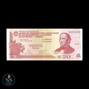 Entre Rios 20 pesos 2001 serie B EC#337 VF-