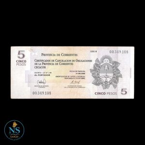 Corrientes 5 pesos serie B 2000 vf- EC#314
