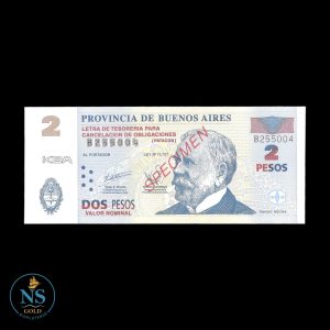 Buenos Aires 2 pesos Specimen (KBA) EC#212S UNC