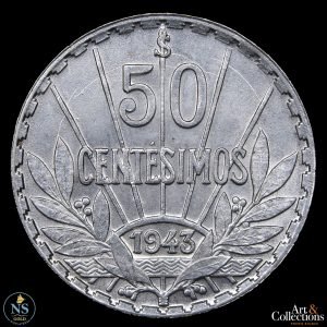 Uruguay 50 centesimos 1943 km#31 plata 0.900
